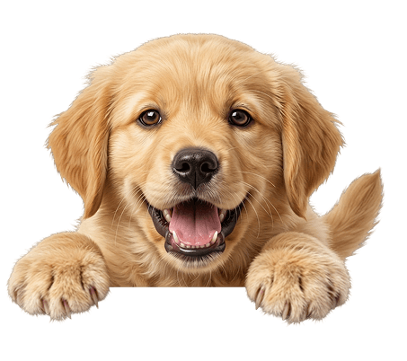 Dog peeking over the wall
